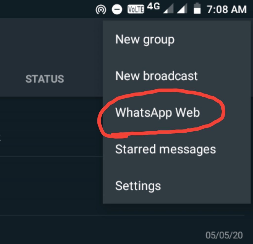 WhatsApp web option